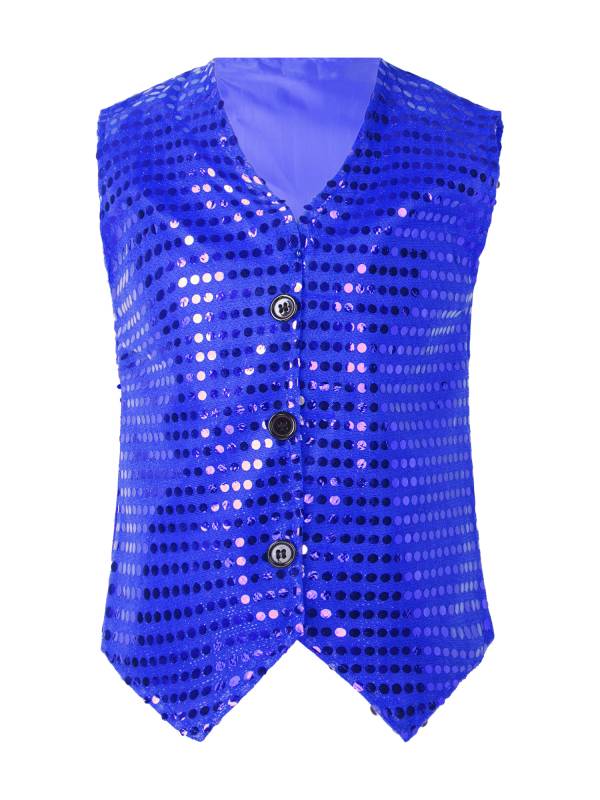 Kids Boys Sleeveless Sequins Solid Color Vest thumb
