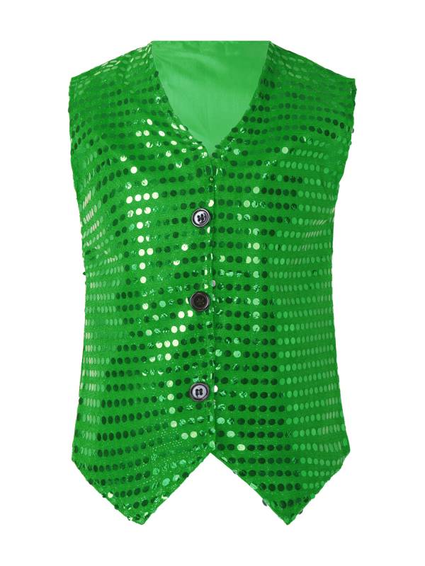 Kids Boys Sleeveless Sequins Solid Color Vest thumb
