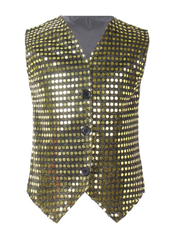 Kids Boys Sleeveless Sequins Solid Color Vest thumb