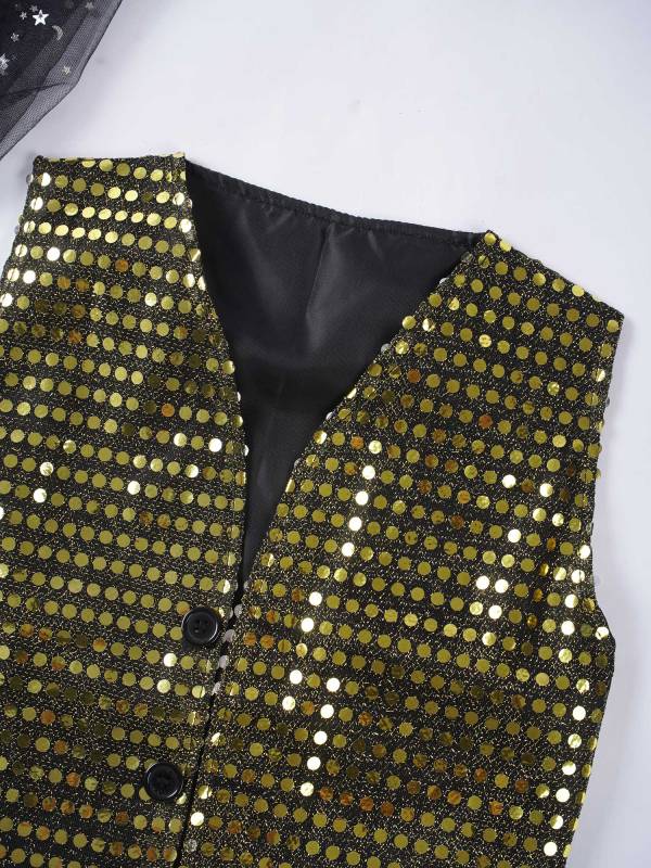 Kids Boys Sleeveless Sequins Solid Color Vest thumb