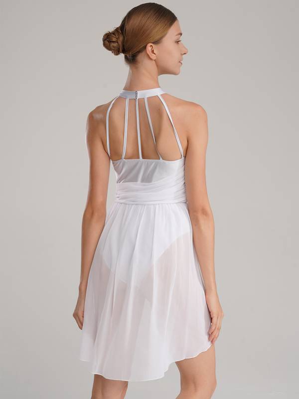 Women Sleeveless Chiffon Lyrical Dance Leotard Dress thumb