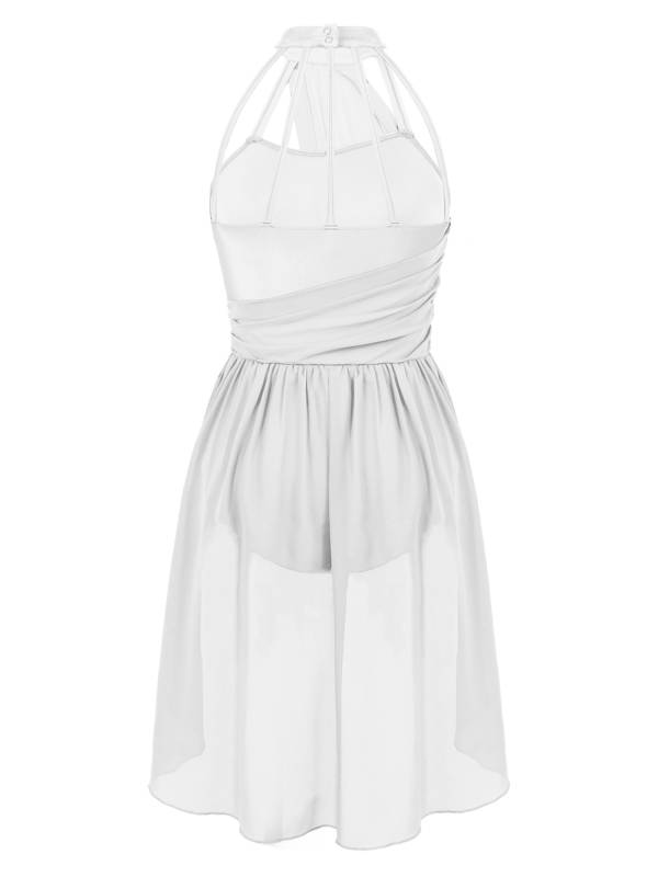 Women Sleeveless Chiffon Lyrical Dance Leotard Dress thumb