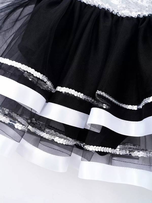 Kids Girls Sleeveless Sequin Hollow Back Tutu Jazz Dance Dress thumb