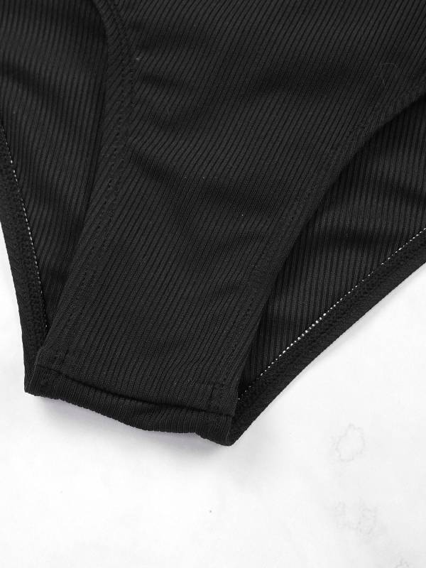Kids Girls 2pcs Solid Removable Pads Tops and Briefs Bikini Set thumb