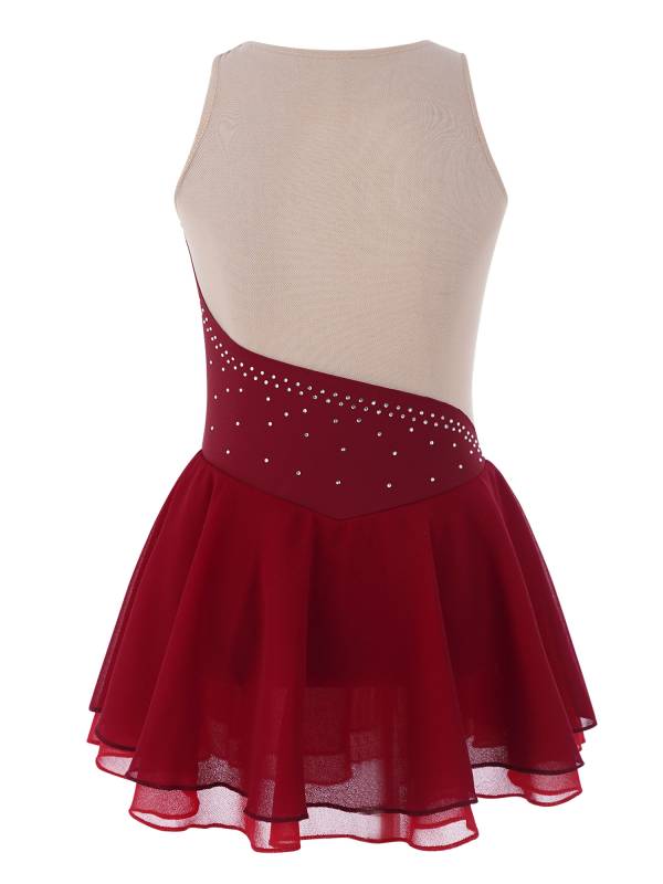 Kids Girls Sleeveless Rhinestone Figure Skating Dance Dress thumb
