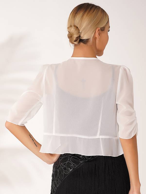 Women Half Sleeve Chiffon Bolero Shawl thumb