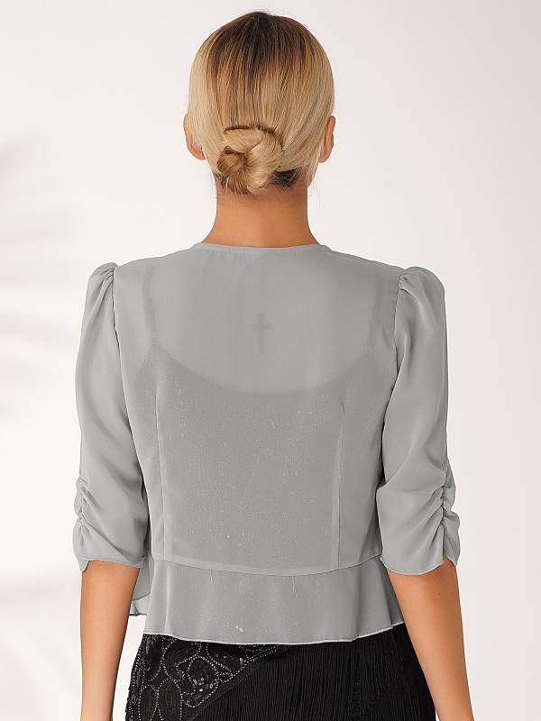 Women Half Sleeve Chiffon Bolero Shawl thumb