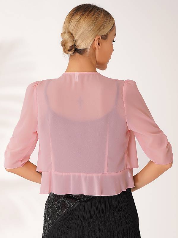 Women Half Sleeve Chiffon Bolero Shawl thumb