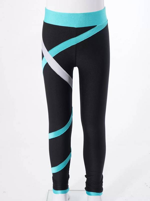 Kids Girls Close-fitting Stretchy Ice Skating Pants Sport Leggings thumb