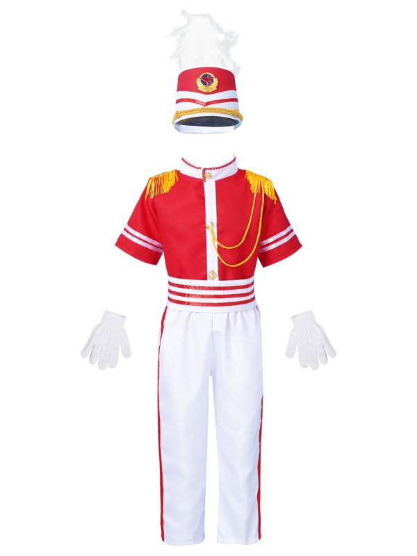 Kids 5pcs Drum and Trumpet Team Costume Honor Guard Uniform Set thumb