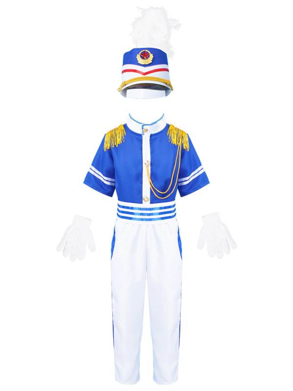 Kids 5pcs Drum and Trumpet Team Costume Honor Guard Uniform Set thumb