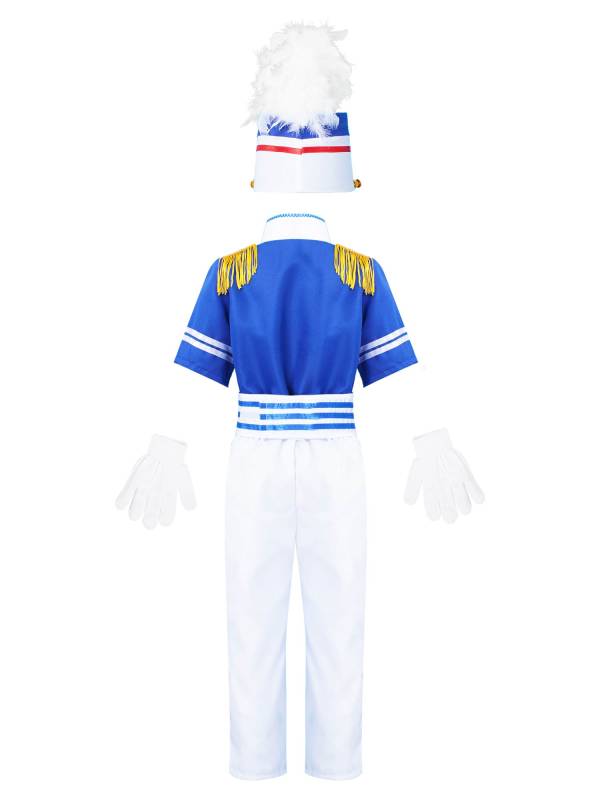 Kids 5pcs Drum and Trumpet Team Costume Honor Guard Uniform Set thumb