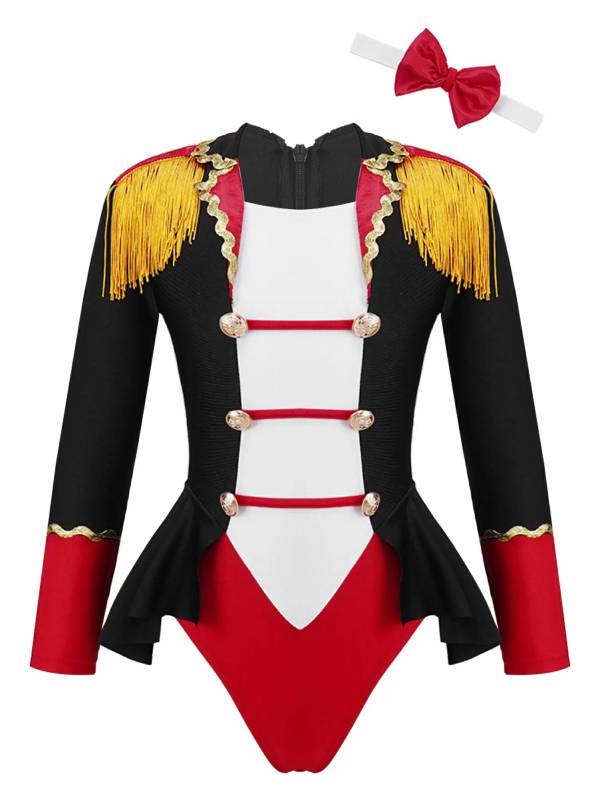 Kids Girls Long Sleeves Tassel Circus Costume Jumpsuit thumb