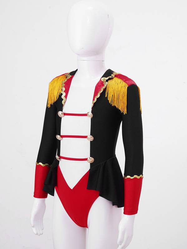 Kids Girls Long Sleeves Tassel Circus Costume Jumpsuit thumb
