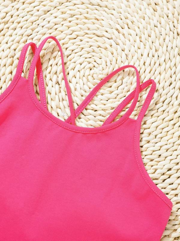 Kids Girls Sleeveless Crisscross Back Gymnastics Dance Leotard thumb