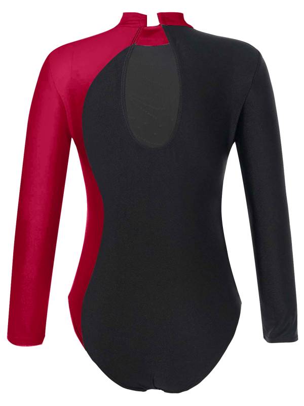Kids Girls Long Sleeve Keyhole Back Gymnastics Leotard thumb