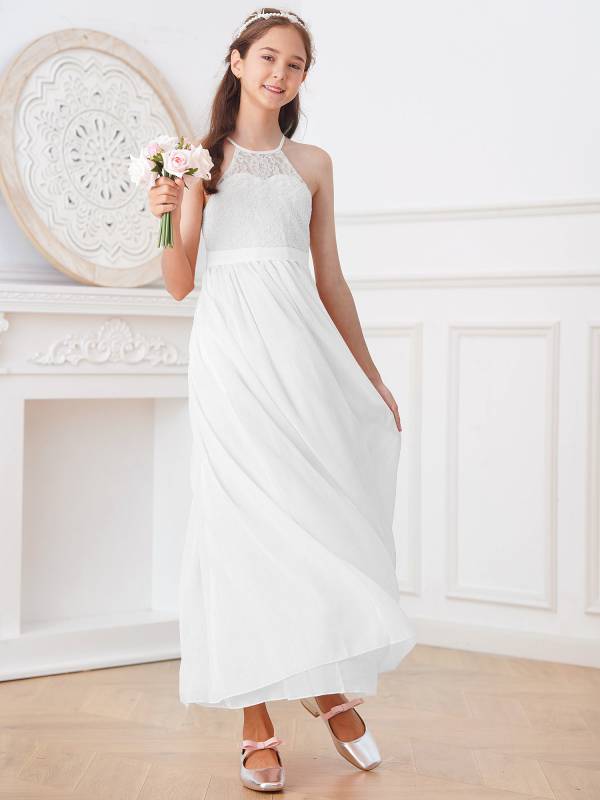 Toddler/Kids Girls Lace Chiffon Junior Bridesmaid Dress thumb