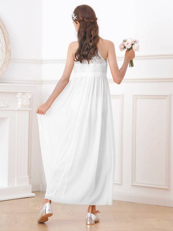 Toddler/Kids Girls Lace Chiffon Junior Bridesmaid Dress thumb