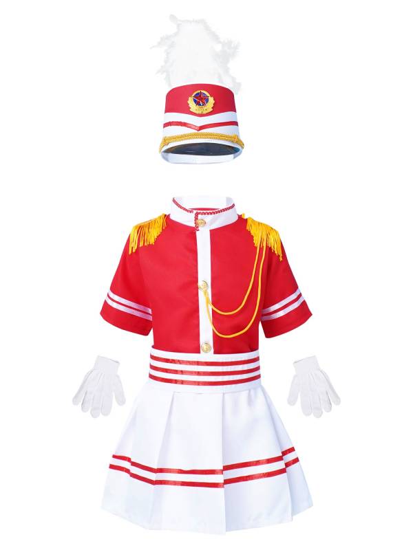 Kids 5pcs Drum and Trumpet Team Costume Honor Guard Uniform Set thumb