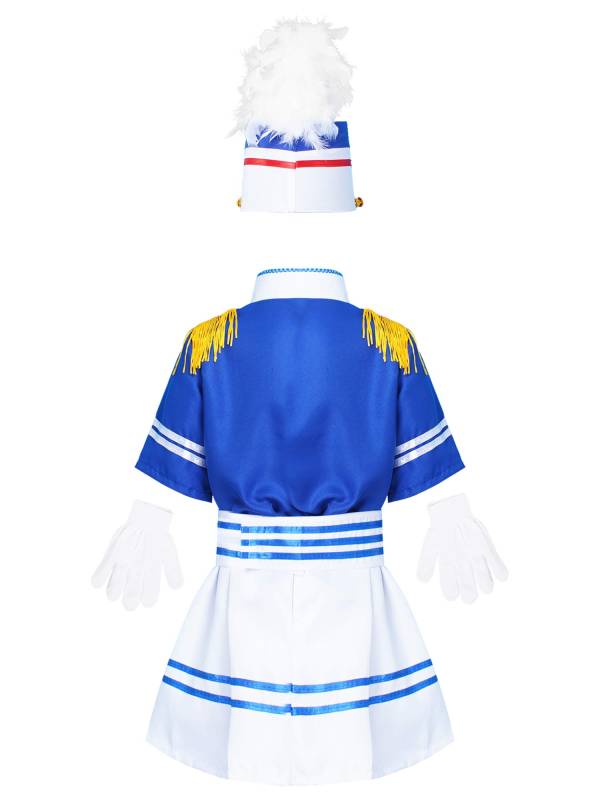 Kids 5pcs Drum and Trumpet Team Costume Honor Guard Uniform Set thumb