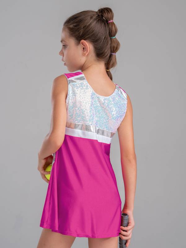 Kids Girls 2Pcs Sleeveless Sequins Sport Dress with Shorts Set thumb