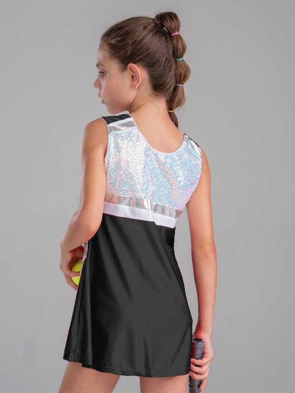 Kids Girls 2Pcs Sleeveless Sequins Sport Dress with Shorts Set thumb