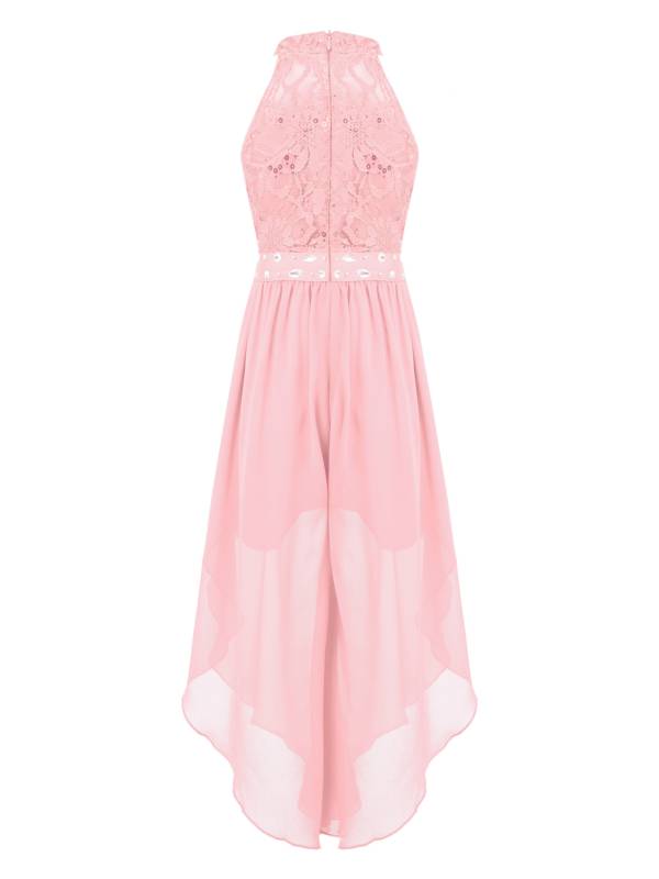 Kids Girls Glittering Beaded Chiffon Party Jumpsuit Dress thumb