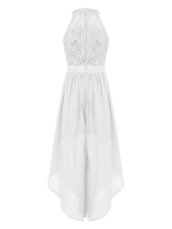 Kids Girls Glittering Beaded Chiffon Party Jumpsuit Dress thumb