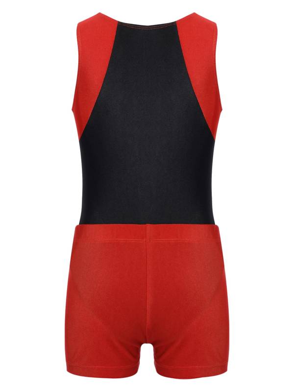 Kids Boys Sleeveless Leotard Bodysuit and Shorts Sport Set thumb
