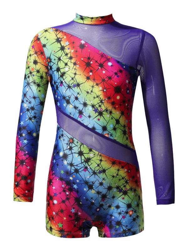 Kids Girls Mock Neck Long Sleeves Gym Jumpsuit thumb