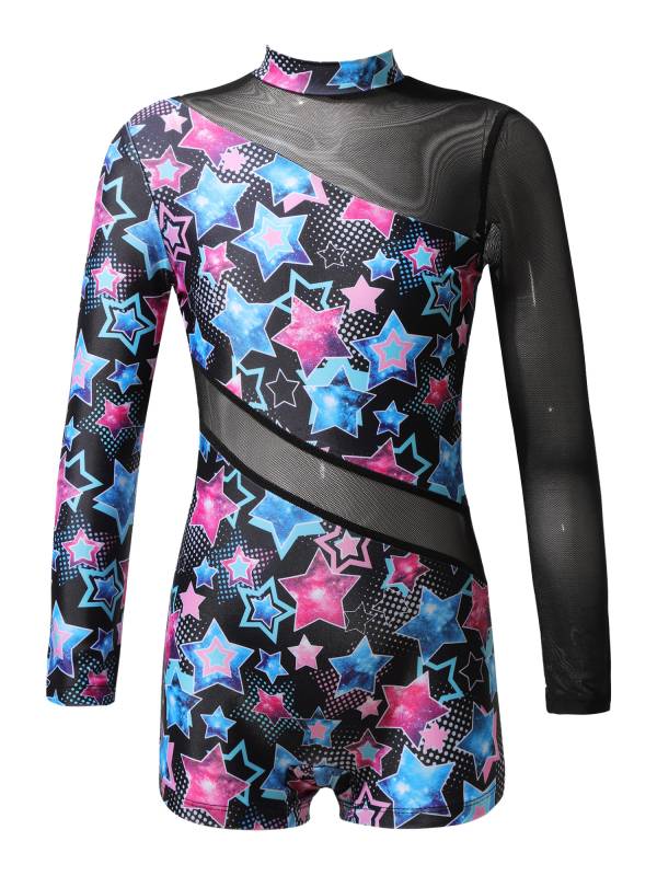 Kids Girls Mock Neck Long Sleeves Gym Jumpsuit thumb