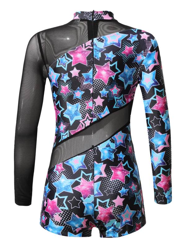Kids Girls Mock Neck Long Sleeves Gym Jumpsuit thumb
