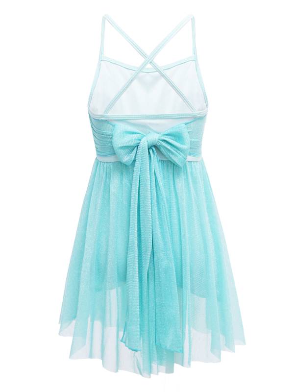 Kids Girls Glittery Mesh Lyrical Dance Gymnastics Leotard Dress thumb