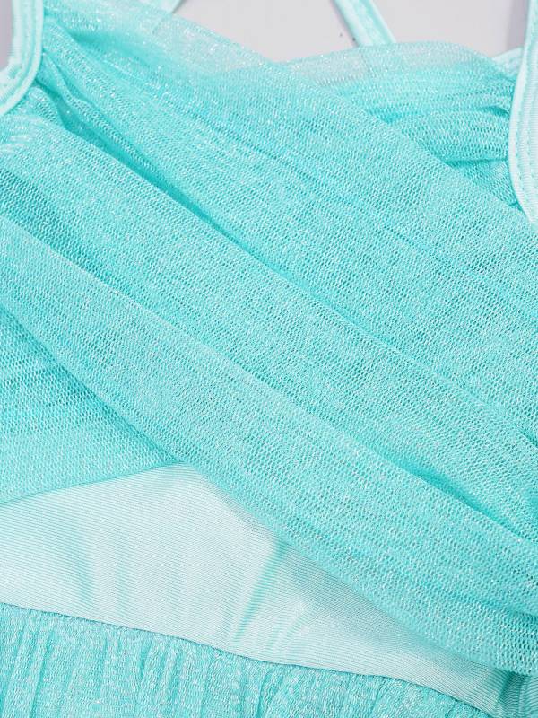 Kids Girls Glittery Mesh Lyrical Dance Gymnastics Leotard Dress thumb