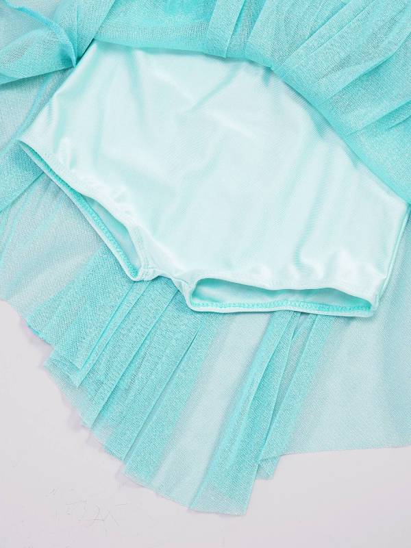Kids Girls Glittery Mesh Lyrical Dance Gymnastics Leotard Dress thumb
