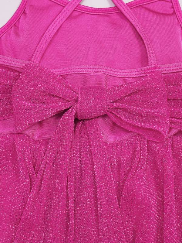 Kids Girls Glittery Mesh Lyrical Dance Gymnastics Leotard Dress thumb