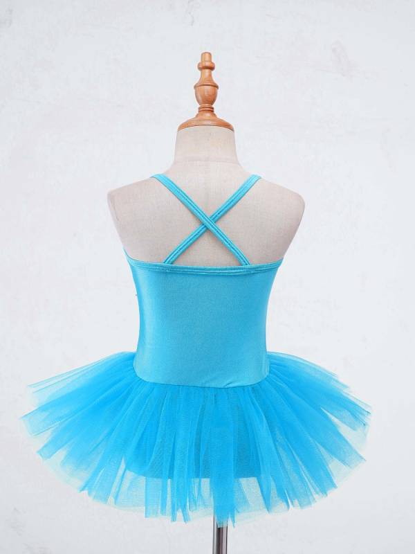 Kids Girls Sequined Ballet Dance Leotard Tutu Dress thumb