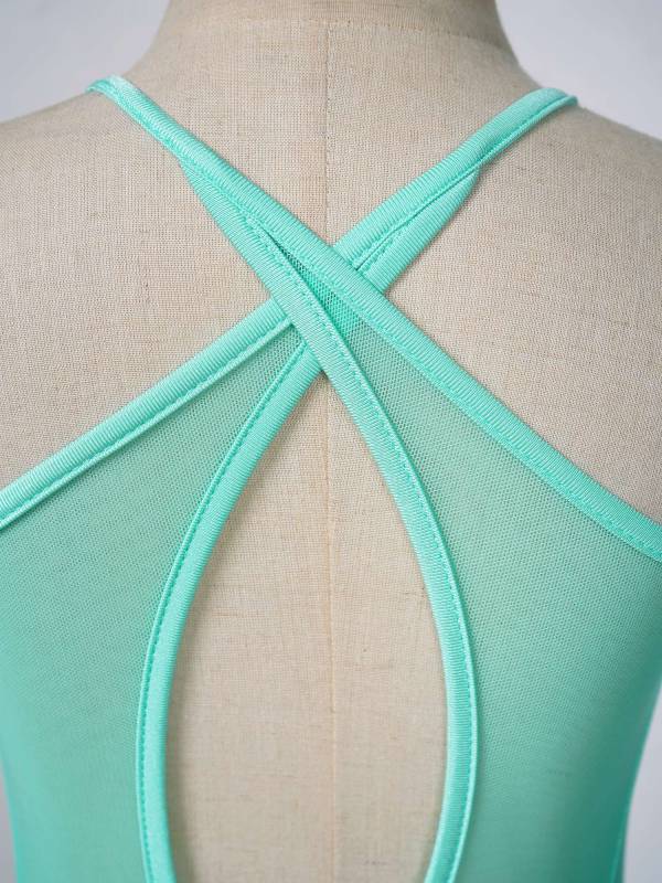 Kids Girls Spaghetti Straps Asymmetrical Lyrical Dance Leotard Dress thumb