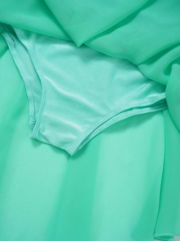 Kids Girls Spaghetti Straps Asymmetrical Lyrical Dance Leotard Dress thumb