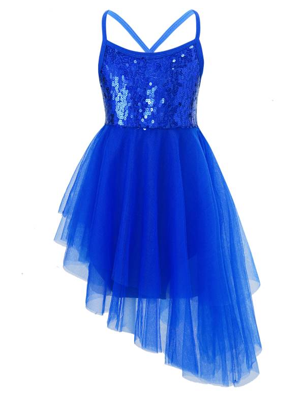 Kids Girls Sequins Tulle Ballet Dance Gymnastics Leotard Dress thumb