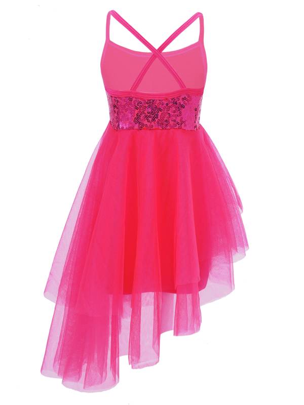 Kids Girls Sequins Tulle Ballet Dance Gymnastics Leotard Dress thumb