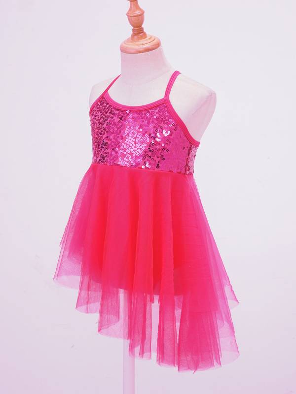 Kids Girls Sequins Tulle Ballet Dance Gymnastics Leotard Dress thumb