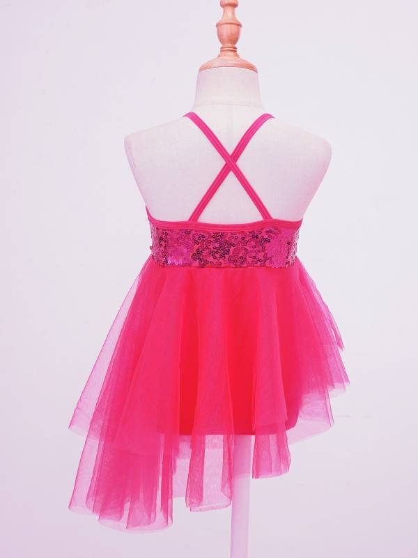 Kids Girls Sequins Tulle Ballet Dance Gymnastics Leotard Dress thumb