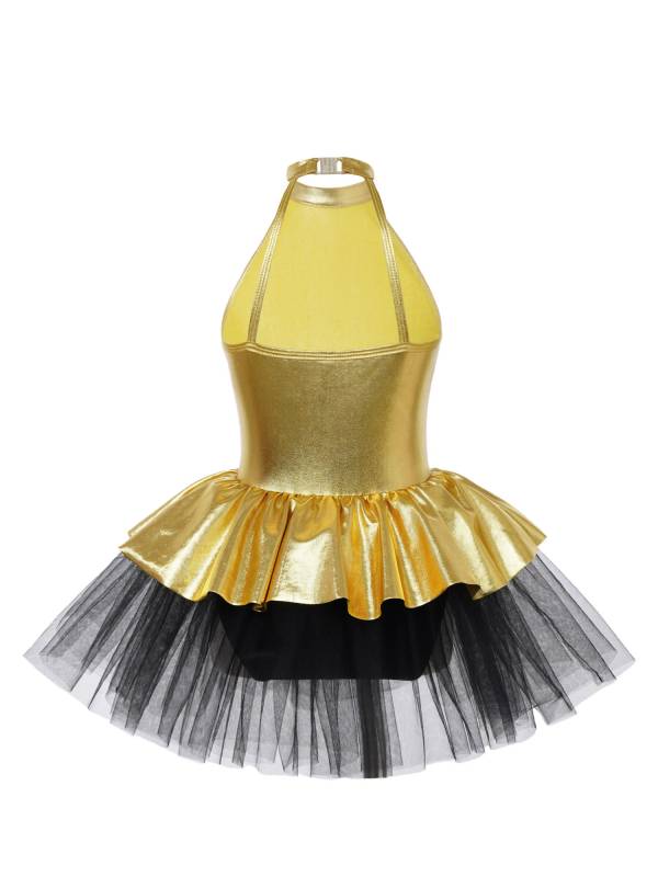 Kids Girls Sleeveless Sequins Bowknot Ballet Dance Tutu Dress thumb