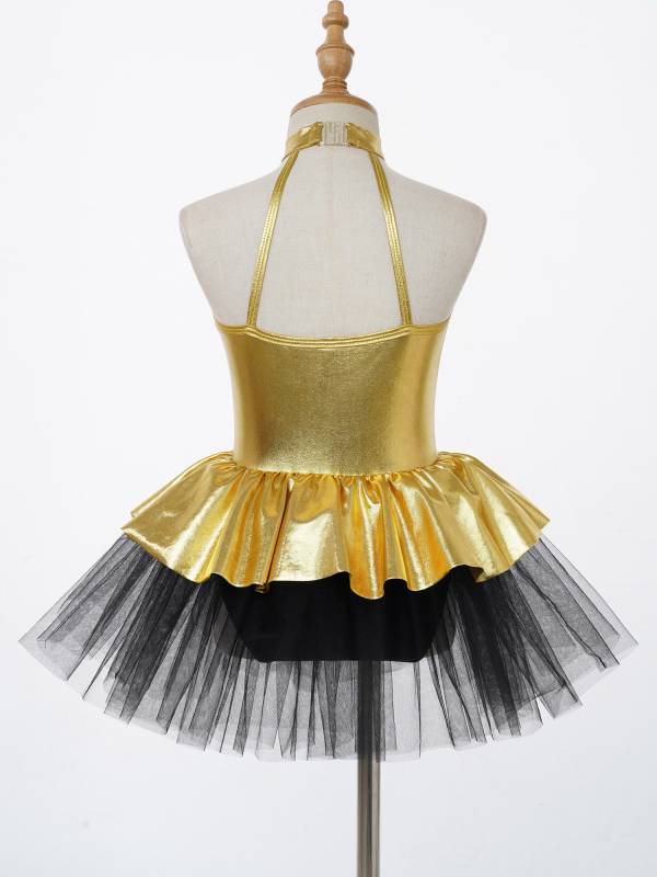 Kids Girls Sleeveless Sequins Bowknot Ballet Dance Tutu Dress thumb