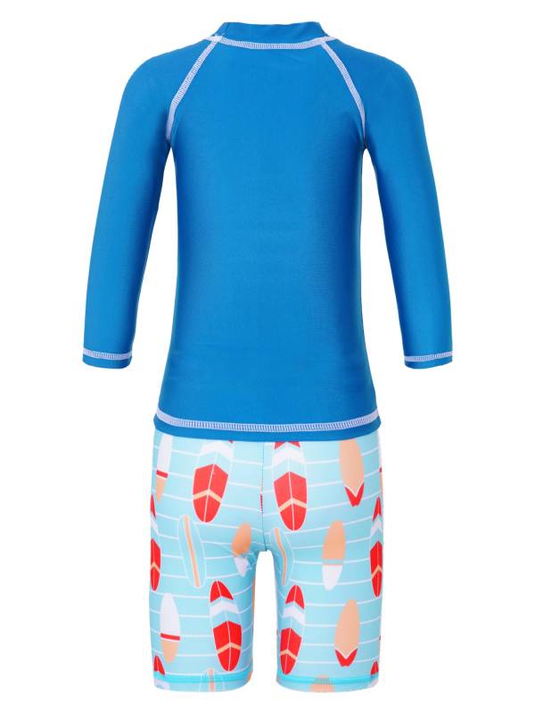 Kids Boys 2pcs Long Sleeves Cartoon Shark Print Swimming Set thumb