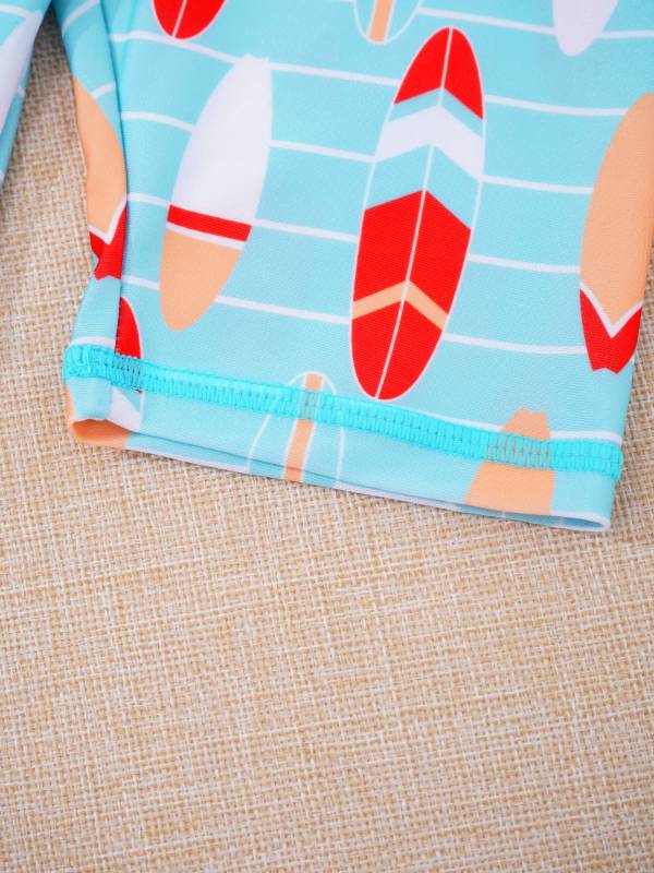Kids Boys 2pcs Long Sleeves Cartoon Shark Print Swimming Set thumb