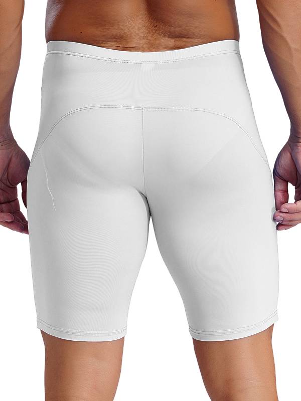 Men Solid Color Breathable Stretchy Knee Length Sport Shorts thumb