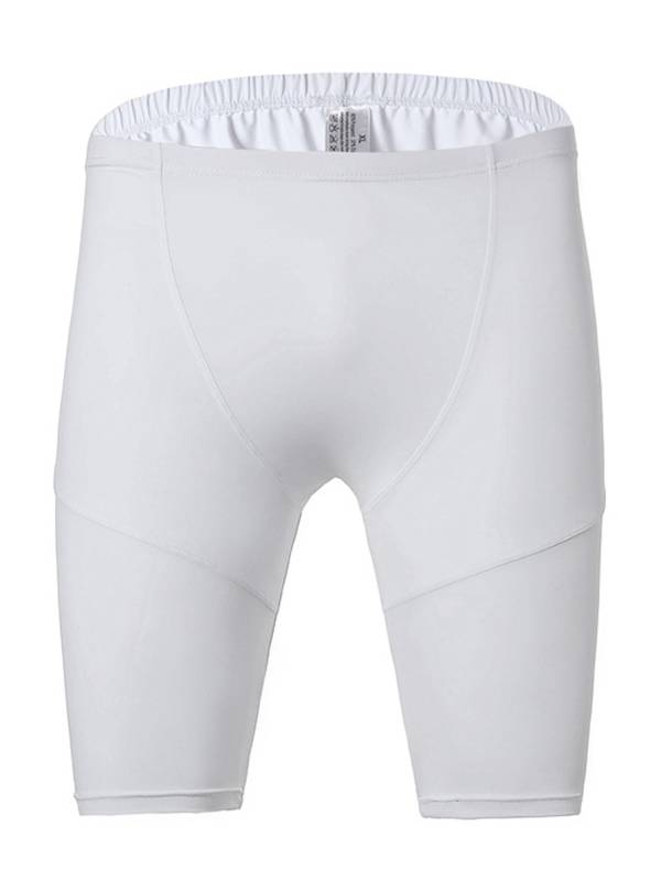 Men Solid Color Breathable Stretchy Knee Length Sport Shorts thumb