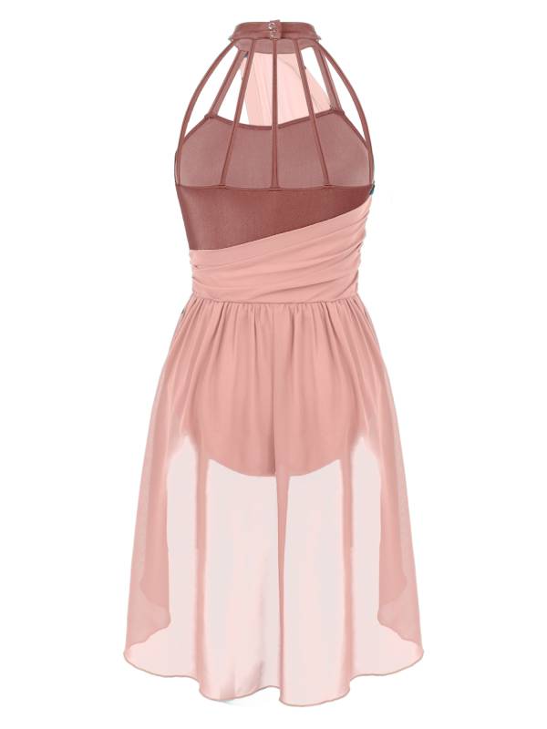 Women Sleeveless Chiffon Lyrical Dance Leotard Dress thumb